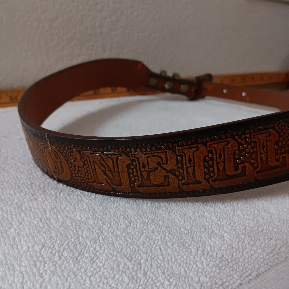Vintage Y2K O'Neill Brown Geometric Leather Belt 25 1/2